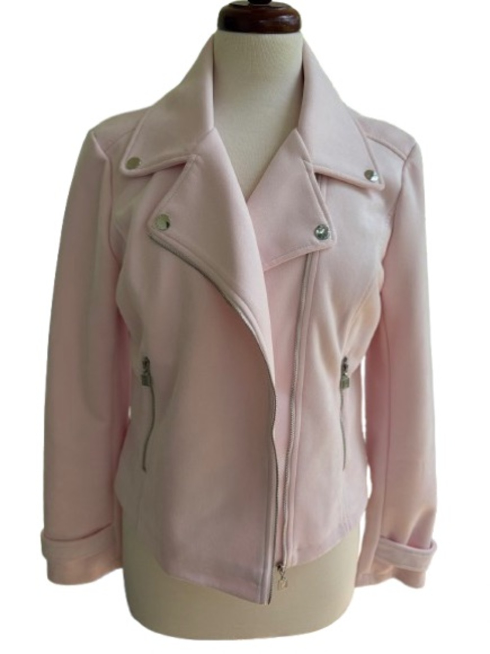 Laundry By Shelli Segal Women’s Light Pink Moto Jacket Size M Feminine w/ Edge